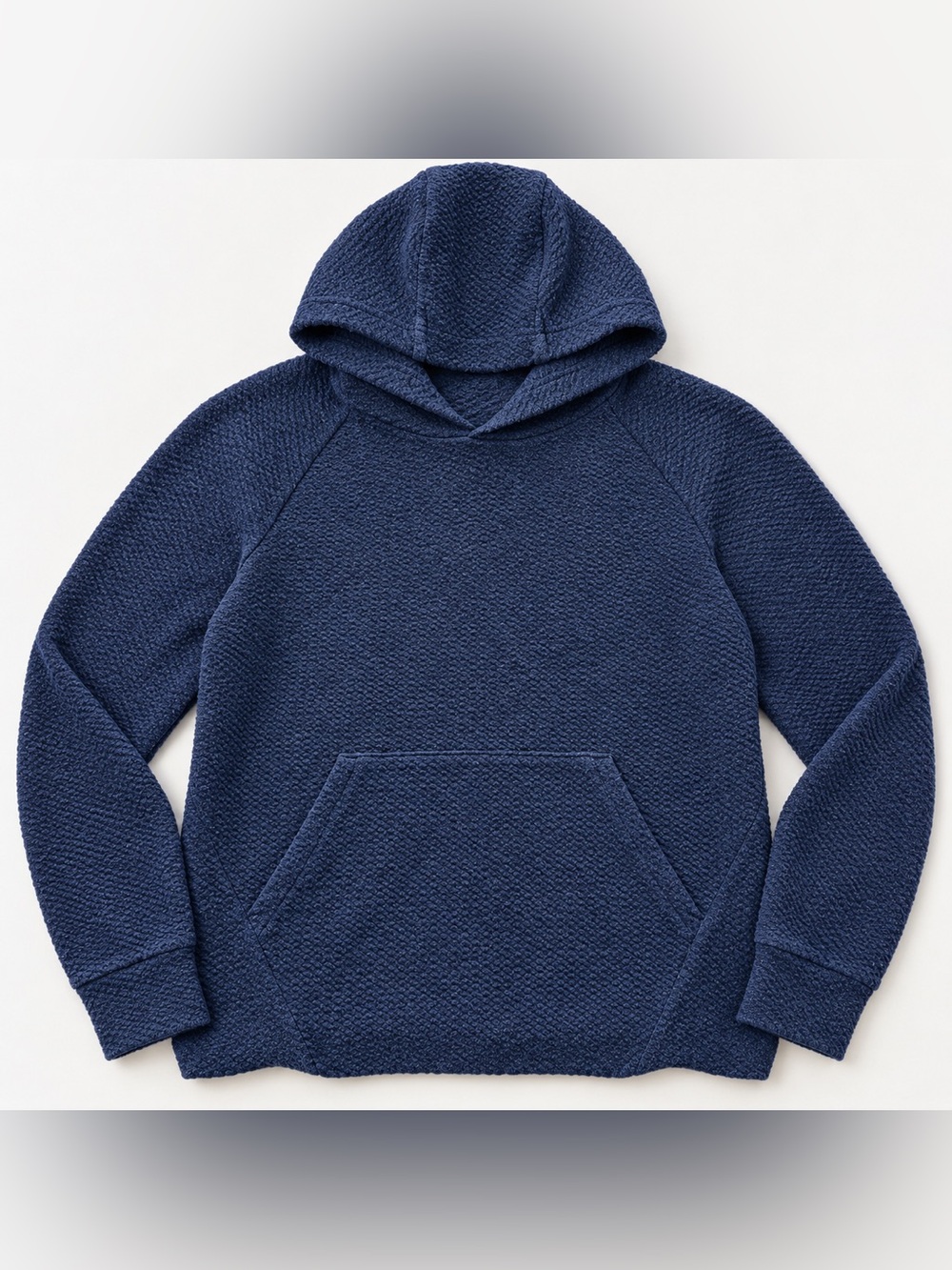 Men's Navy Textured Hooded Pullover